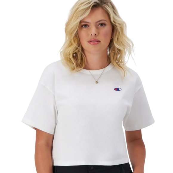 Champion Tops - Women's Champion Heritage Cropped Tee White Sz L NWT